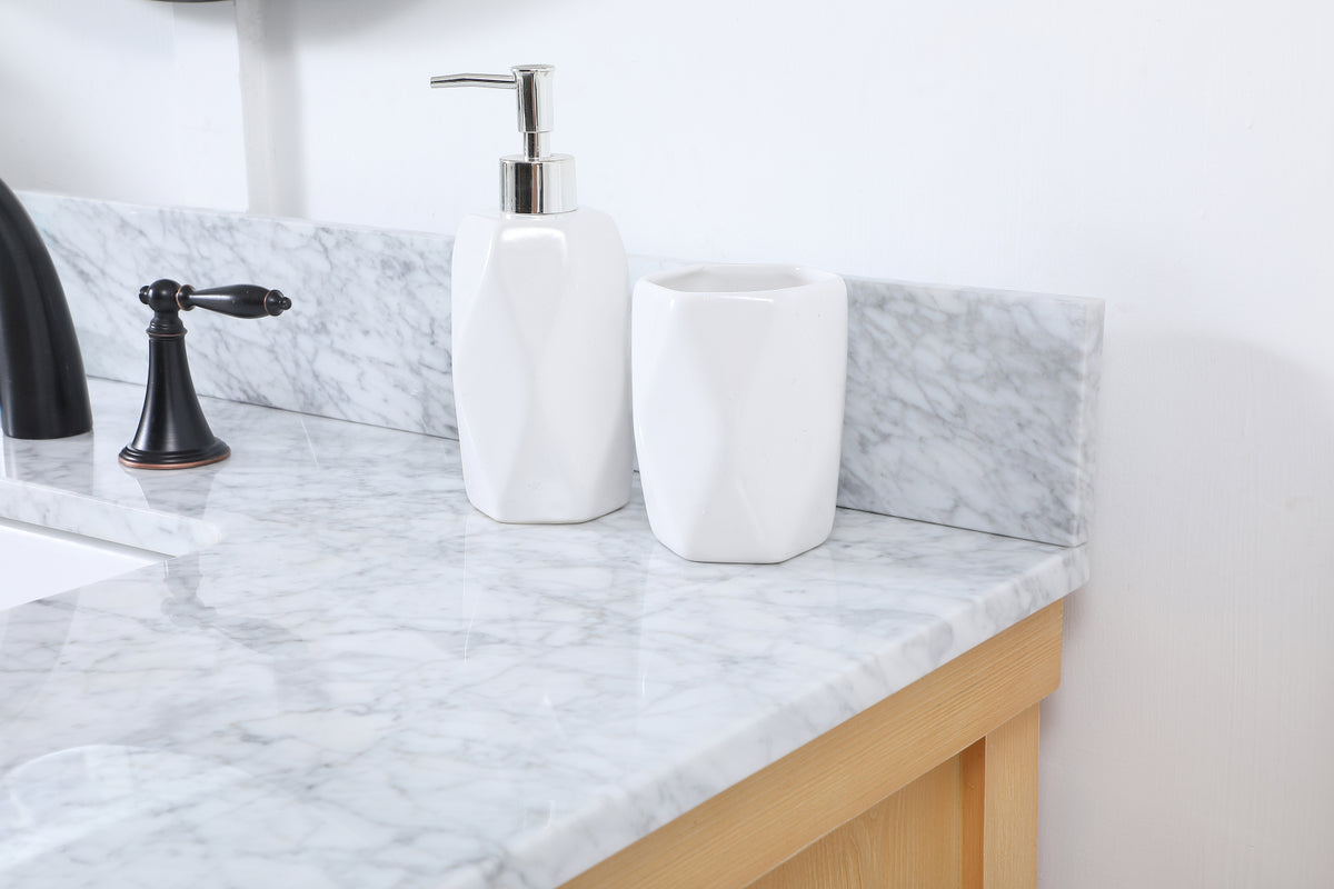 42 inch Single bathroom vanity in natural wood with backsplash