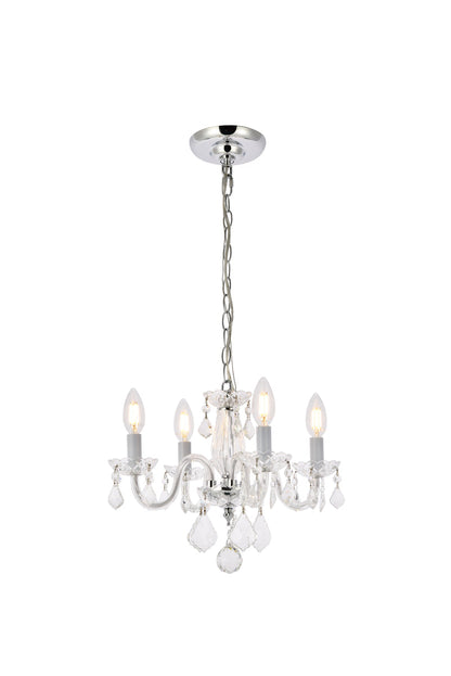 Rococo 4 light Chrome Pendant Clear Royal Cut Crystal