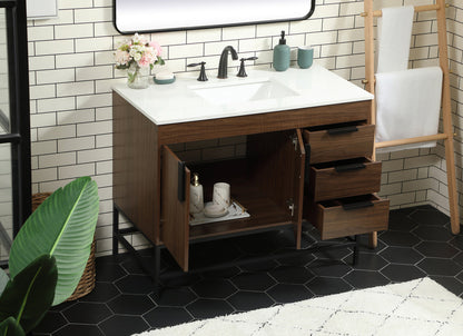 42 inch Single bathroom vanity in walnut