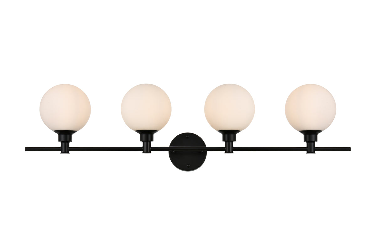 Cordelia 4 light Black and frosted white Bath Sconce