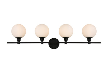 Cordelia 4 light Black and frosted white Bath Sconce