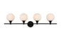 Cordelia 4 light Black and frosted white Bath Sconce
