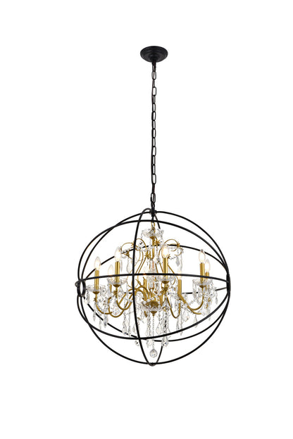 Cordelia 8 Light Black and Gold Crystal Pendant