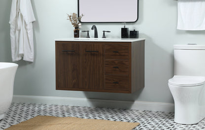 36 inch Single bathroom vanity in walnut