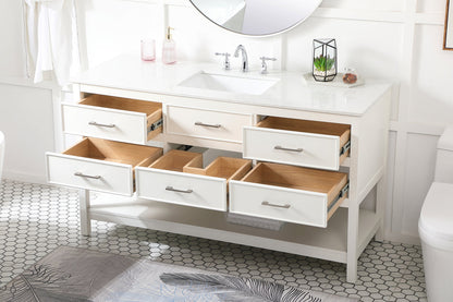 60 inch Single bathroom vanity in white