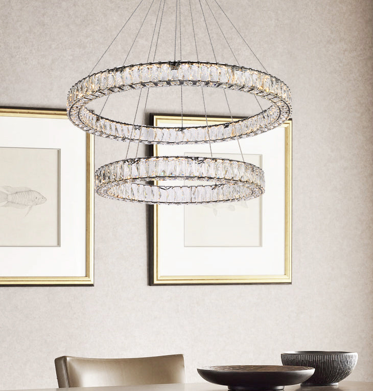 Monroe 36 inch LED double ring chandelier in black