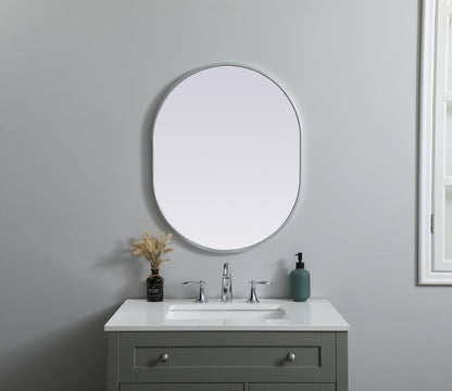 Metal Frame Oval Mirror 24x30 Inch in Silver