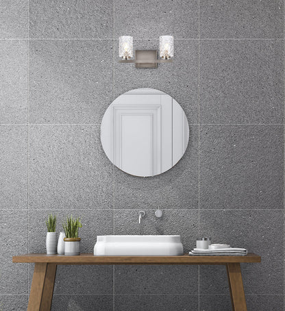 Cassie 2 lights bath sconce in satin nickel with clear shade