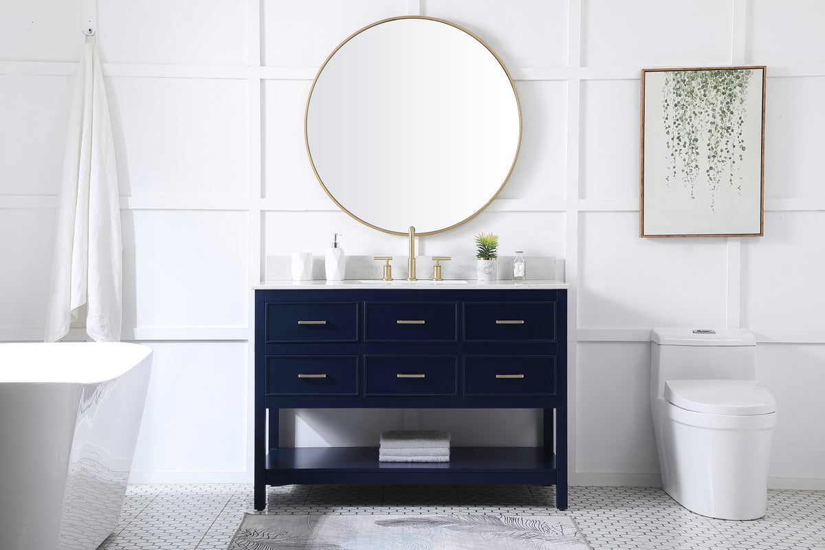 48 inch Single bathroom vanity in blue with backsplash
