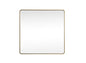 Soft corner metal square mirror 42x42 inch in Brass