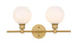 Collier 2 light Brass and Frosted white glass Wall sconce