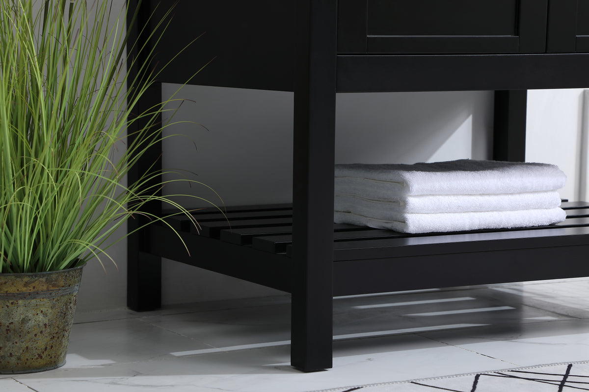 30 inch Single Bathroom Vanity in Black with Backsplash