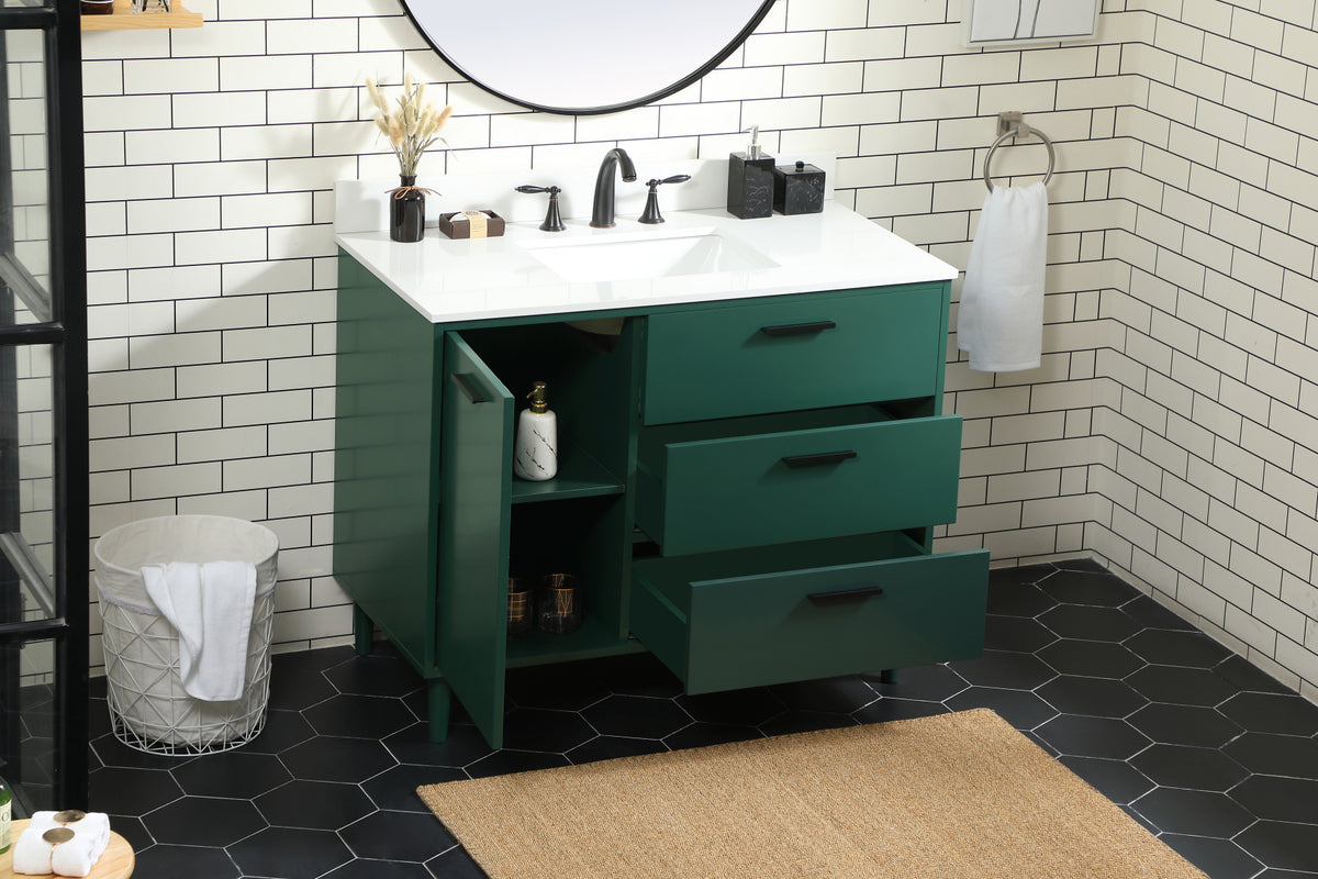 42 inch bathroom vanity in Green with backsplash