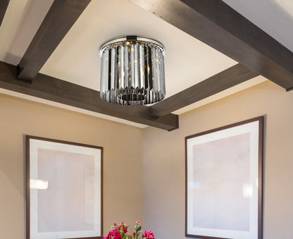 Sydney 6 light polished nickel Flush Mount Silver Shade (Grey) Royal Cut Crystal