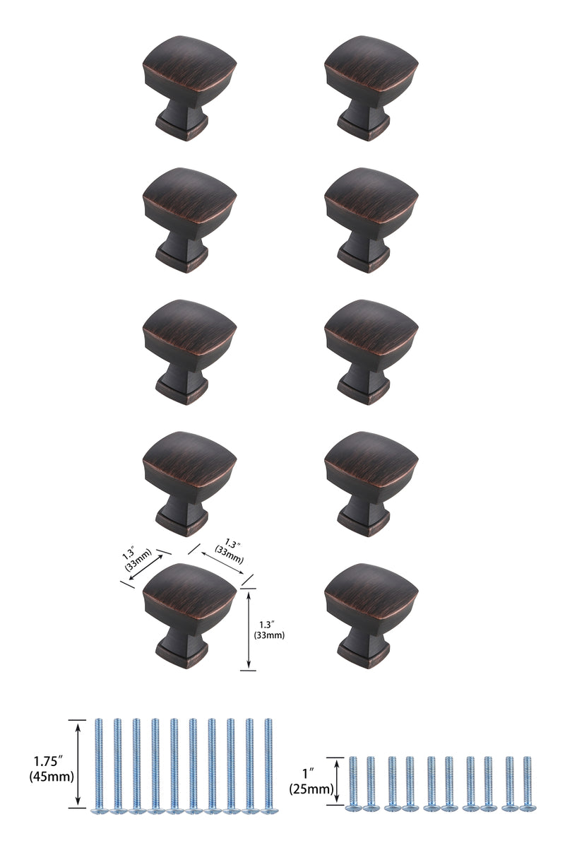 Irvin 1.3" Oil-rubbed Bronze Square Knob Multipack (Set of 10)