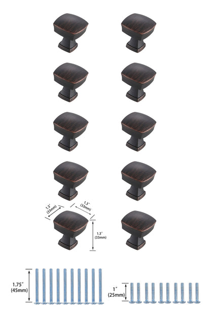 Irvin 1.3" Oil-rubbed Bronze Square Knob Multipack (Set of 10)