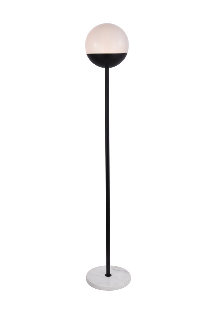 Eclipse 1 Light Black Floor Lamp With Frosted White Glass
