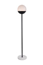 Eclipse 1 Light Black Floor Lamp With Frosted White Glass