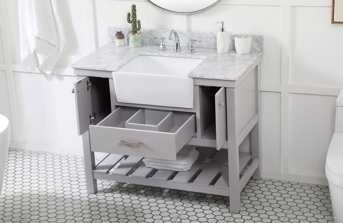 42 inch Single bathroom vanity in grey with backsplash