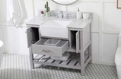 42 inch Single bathroom vanity in grey with backsplash