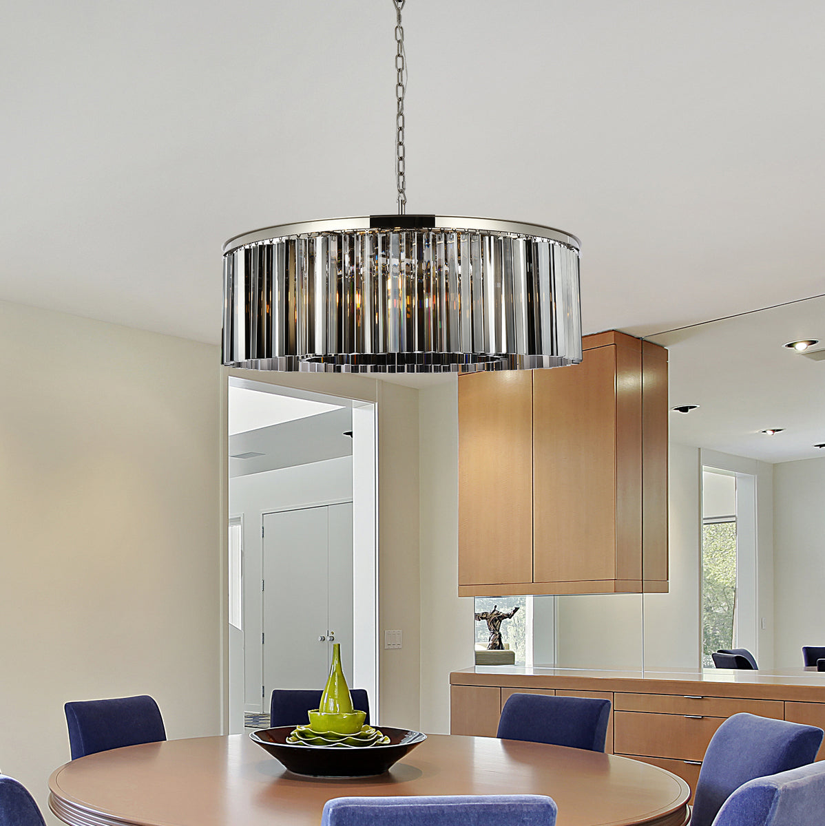 Sydney 10 light polished nickel Chandelier Silver Shade (Grey) Royal Cut Crystal