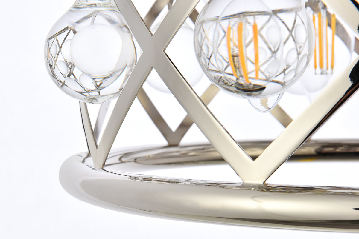 Madison 3 light polished Nickel Pendant Clear Royal Cut Crystal