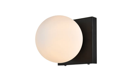Jaylin 1 light Black and frosted white Bath Sconce