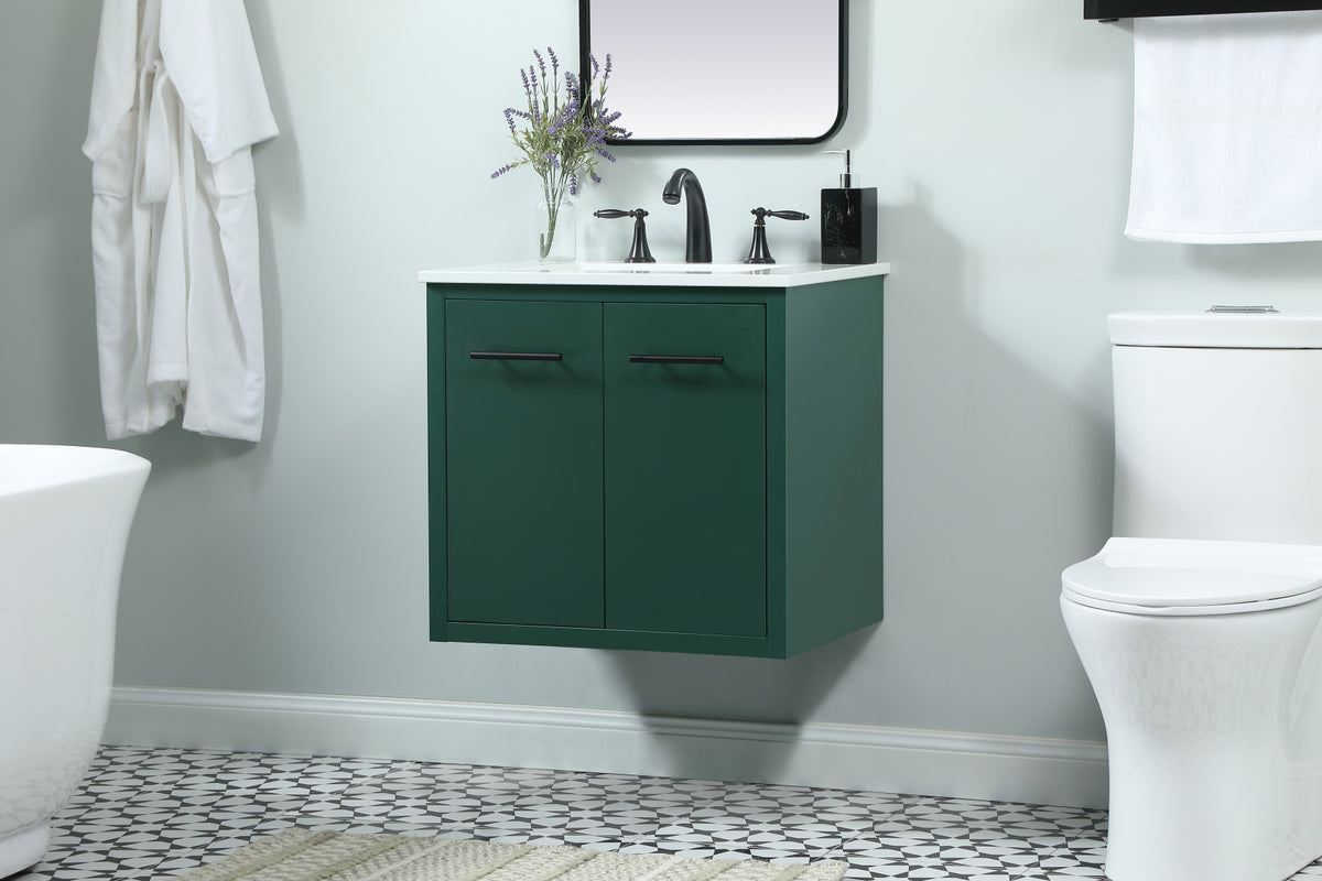 24 inch Single bathroom vanity in green