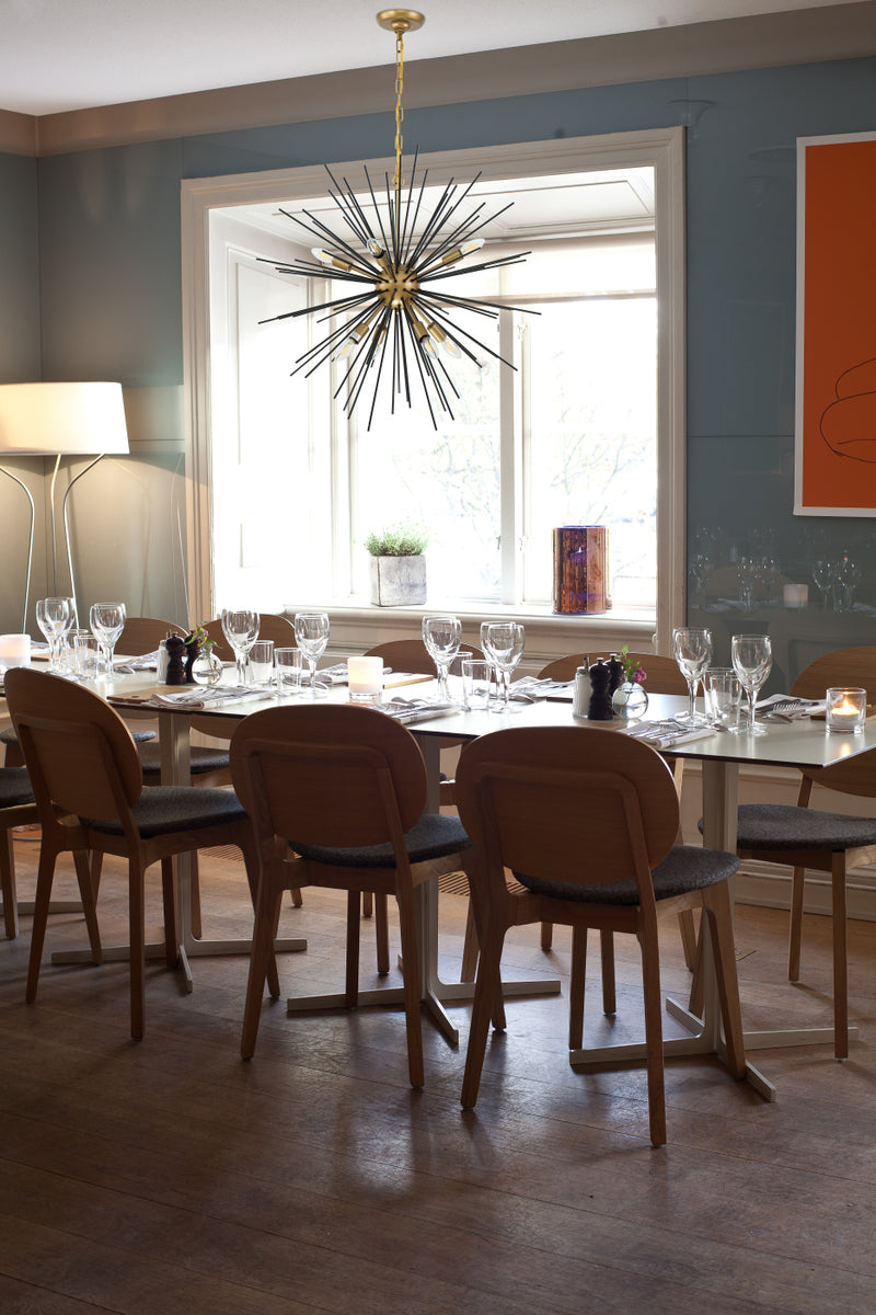 Timber 8 light Brass and Black pendant