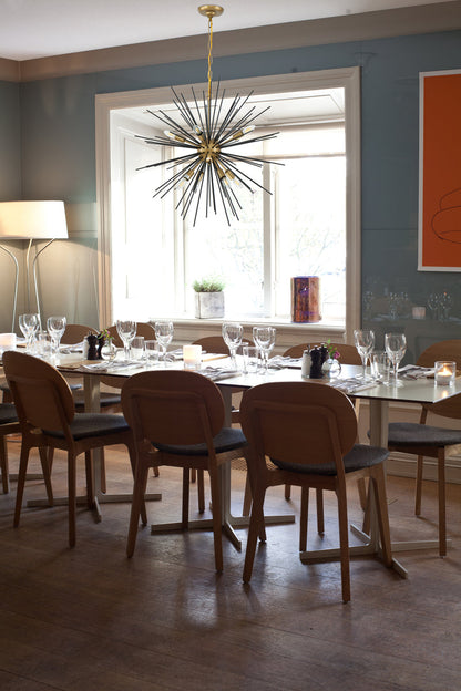 Timber 8 light Brass and Black pendant