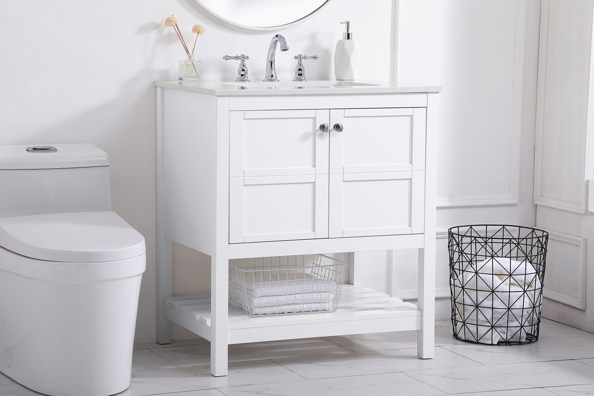 30 inch Single Bathroom Vanity in White