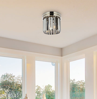 Sydney 3 light polished nickel Flush Mount Silver Shade (Grey) Royal Cut Crystal