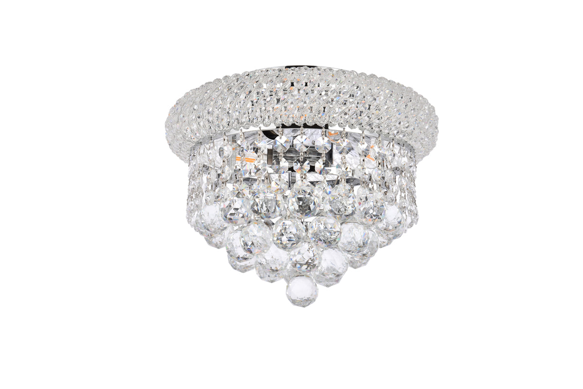 Primo 3 light Chrome Flush Mount Clear Royal Cut Crystal