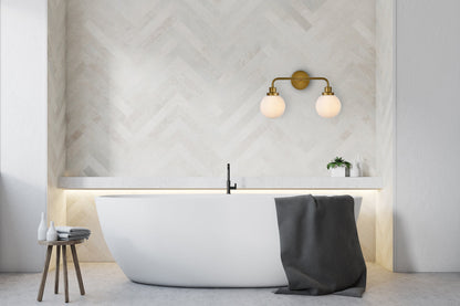 Hanson 2 lights bath sconce in brass with frosted shade