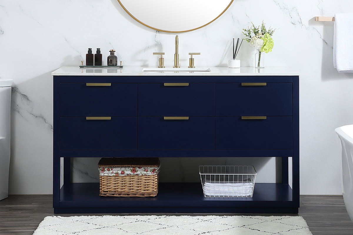 60 inch Single bathroom vanity in blue
