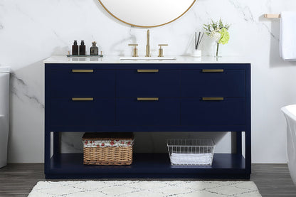 60 inch Single bathroom vanity in blue