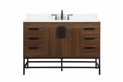 48 inch Single bathroom vanity in walnut with backsplash