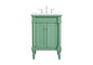 24 inch Single Bathroom vanity in vintage mint with ivory white engineered marble