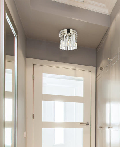 Sydney 3 light polished nickel Flush Mount Clear Royal Cut Crystal