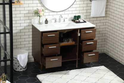 48 inch bathroom vanity in Walnut with backsplash