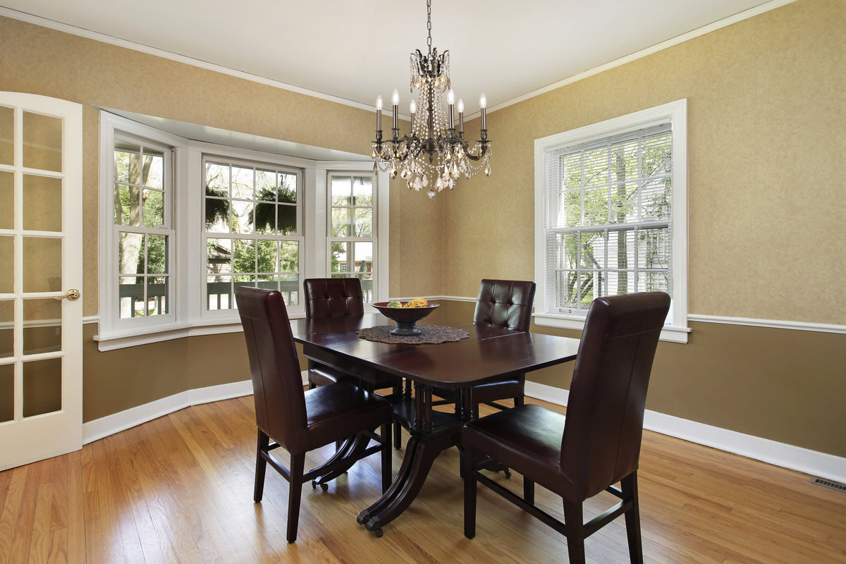 Rosalia 6 light Pewter Chandelier Golden Teak (Smoky) Royal Cut Crystal