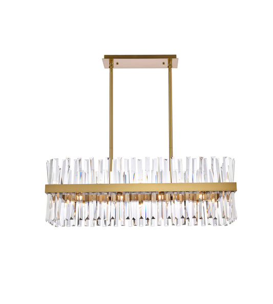 Serephina 36 inch crystal rectangle chandelier light in satin gold