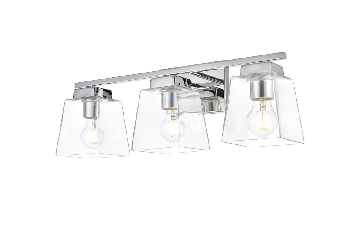 Merrick 3 light Chrome and Clear Bath Sconce