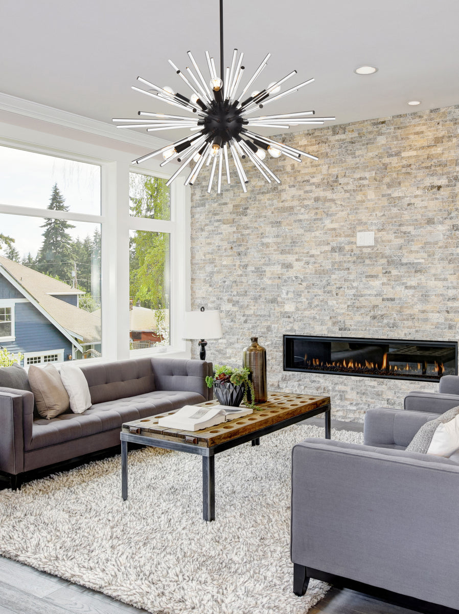 Sienna 36 inch crystal rod pendant in black