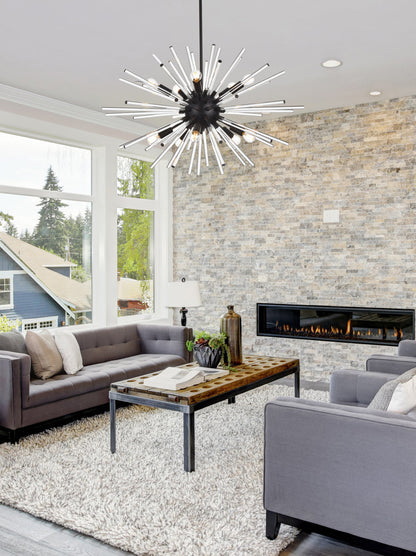 Sienna 36 inch crystal rod pendant in black