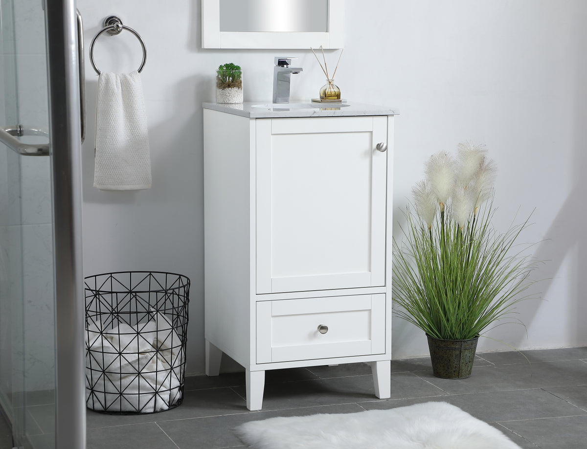 18 inch Single Bathroom Vanity in White