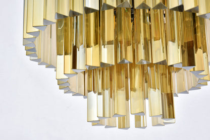 Sydney 9 light Matte Black Flush Mount Golden Teak (Smoky) Royal Cut Crystal