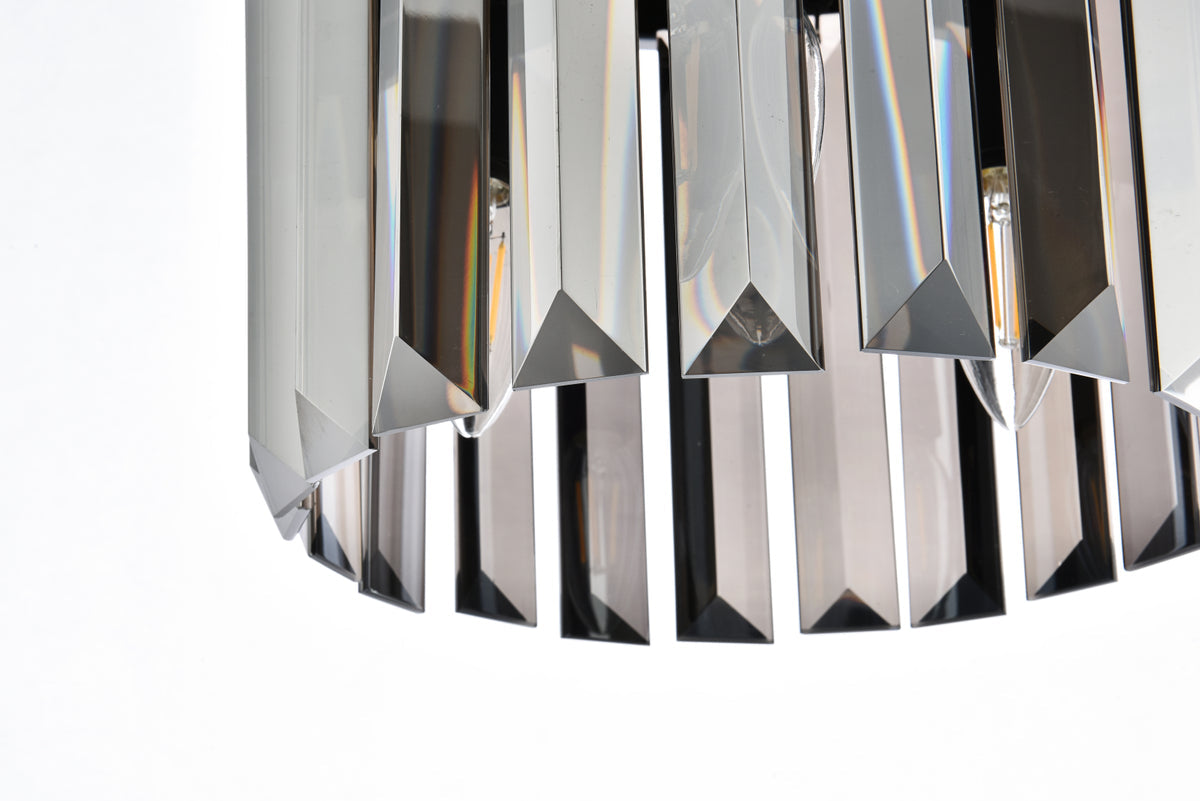 Sydney 3 light Matte Black Pendant Silver Shade (Grey) Royal Cut Crystal