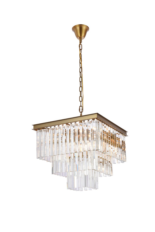 Sydney 21.5 inch square crystal chandelier in satin gold