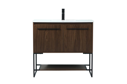 36 inch Single bathroom vanity in walnut